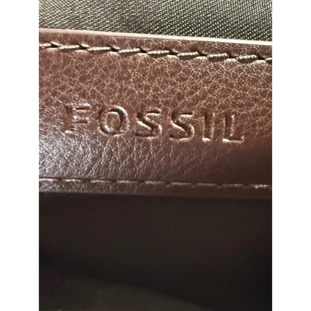 Fossil Evan Commuter Brown Leather Messenger Bag Laptop Briefcase Crossbody